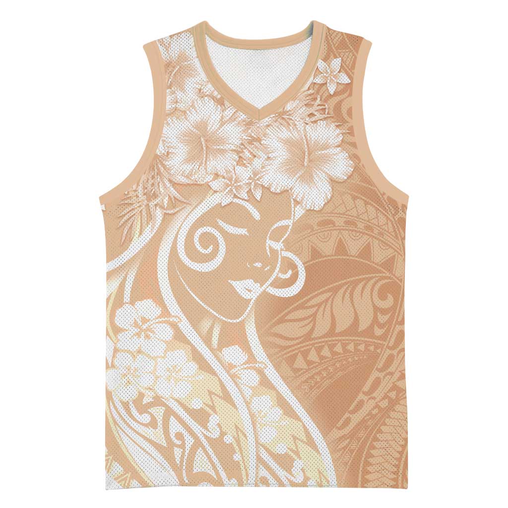 Polynesian Women's Day Basketball Jersey Brown Hibiscus Flowers With Polynesian Pattern LT05 Unisex Brown - Polynesian Pride