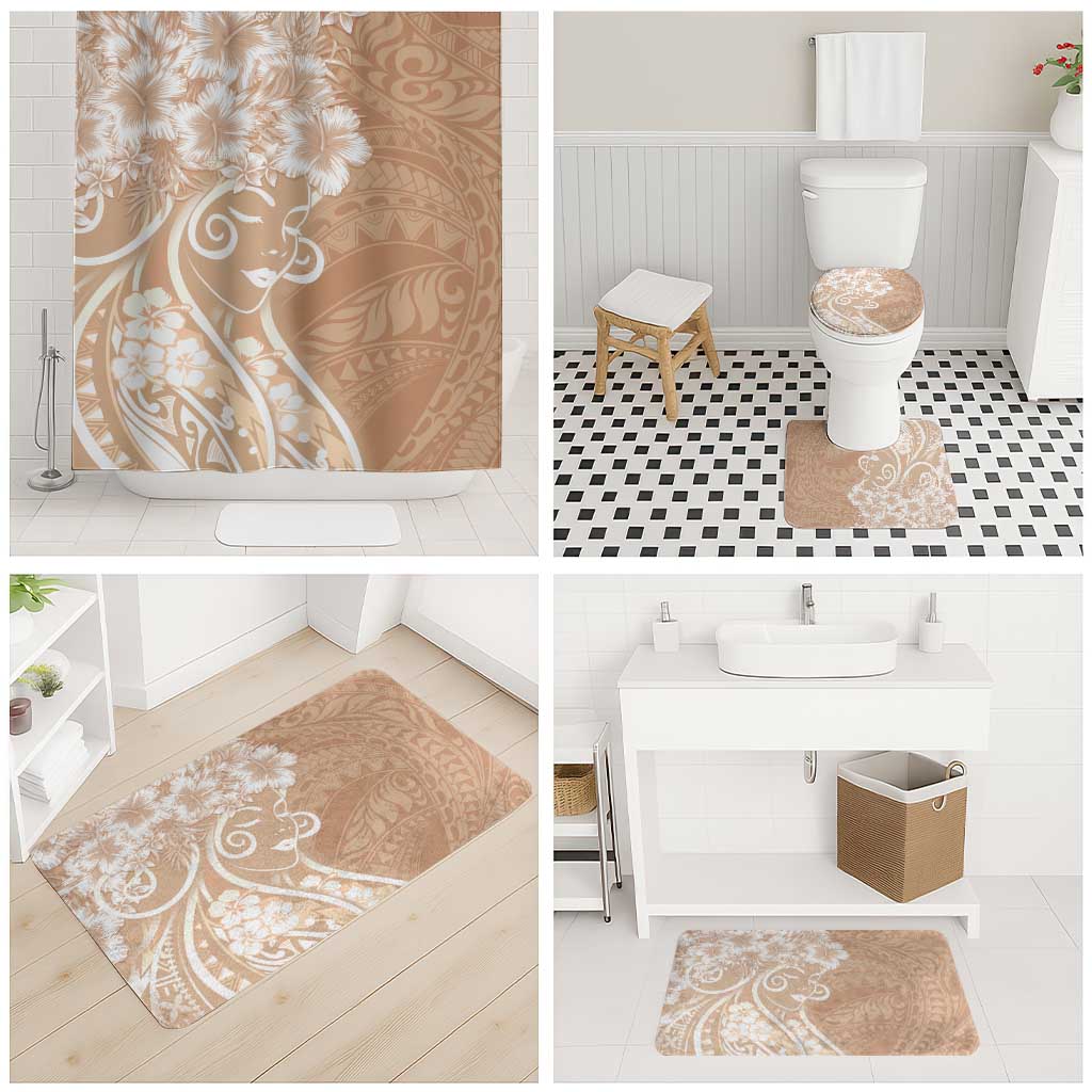 Polynesian Women's Day Bathroom Set Brown Hibiscus Flowers With Polynesian Pattern LT05 - Polynesian Pride