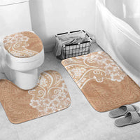 Polynesian Women's Day Bathroom Set Brown Hibiscus Flowers With Polynesian Pattern LT05 Mat Set Only (3 pcs) One Size Brown - Polynesian Pride