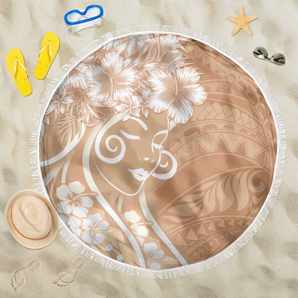 Polynesian Women's Day Beach Blanket Brown Hibiscus Flowers With Polynesian Pattern LT05 One Size 150cm Brown - Polynesian Pride