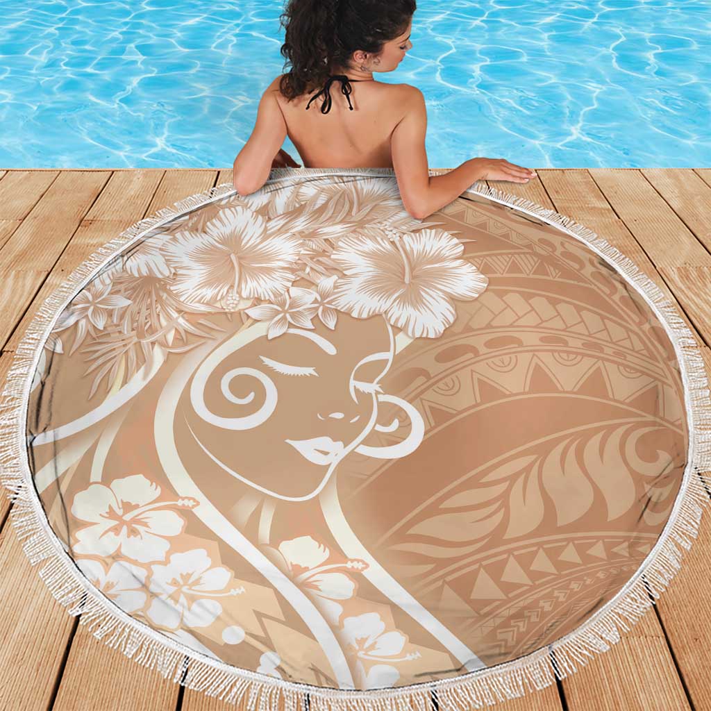 Polynesian Women's Day Beach Blanket Brown Hibiscus Flowers With Polynesian Pattern LT05 - Polynesian Pride