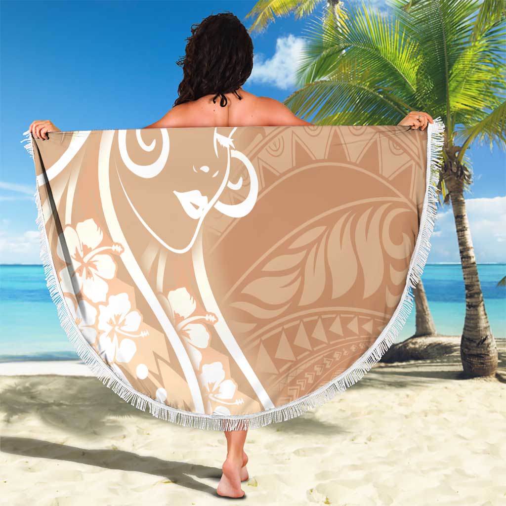 Polynesian Women's Day Beach Blanket Brown Hibiscus Flowers With Polynesian Pattern LT05 - Polynesian Pride