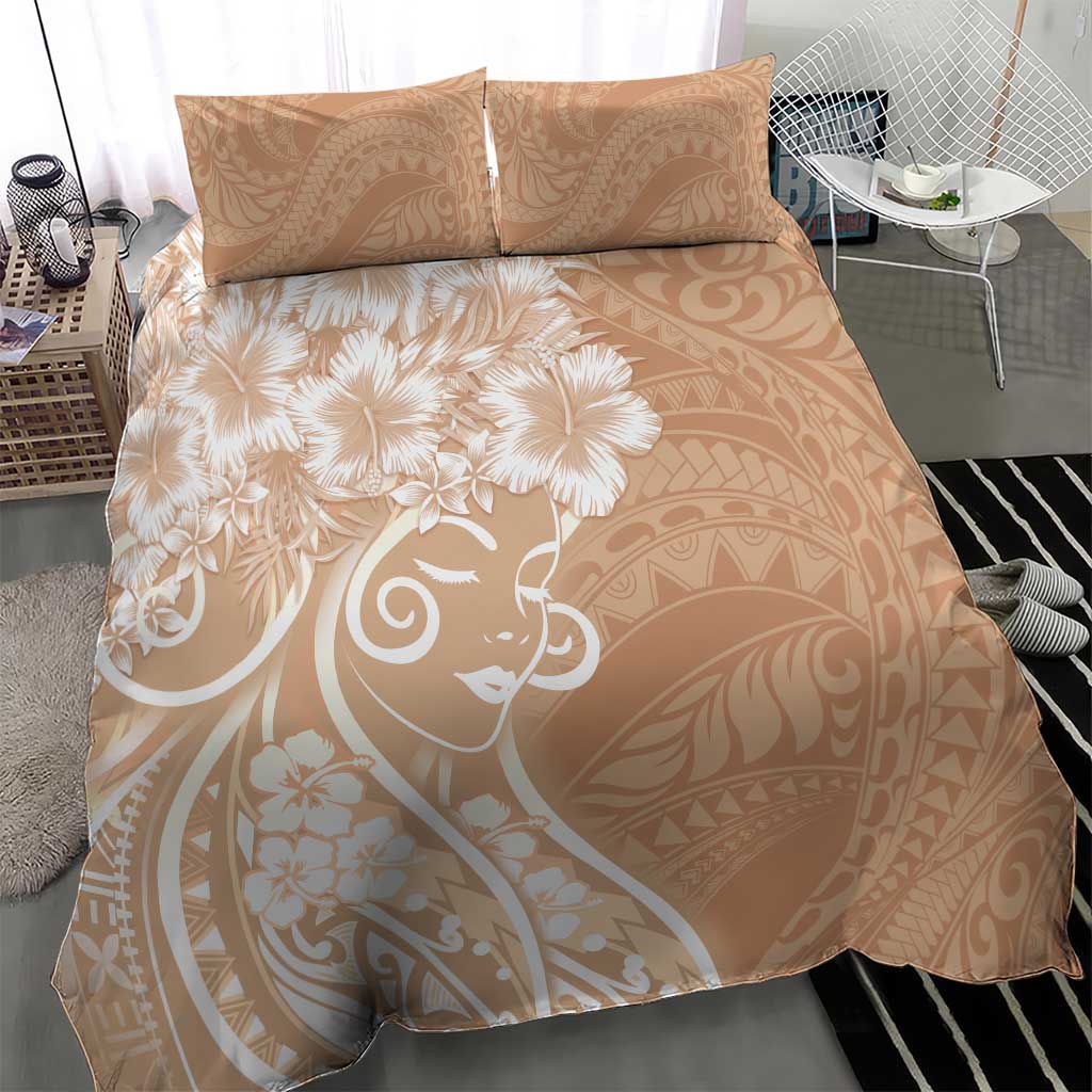 Polynesian Women's Day Bedding Set Brown Hibiscus Flowers With Polynesian Pattern LT05 - Polynesian Pride