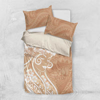 Polynesian Women's Day Bedding Set Brown Hibiscus Flowers With Polynesian Pattern LT05 US Twin 172cm x 218cm Brown - Polynesian Pride