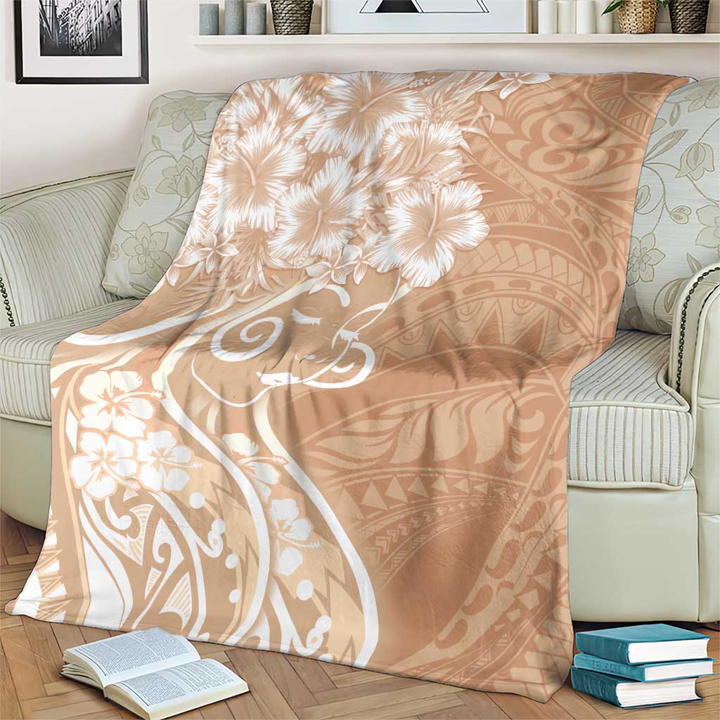 Polynesian Women's Day Blanket Brown Hibiscus Flowers With Polynesian Pattern LT05 - Polynesian Pride