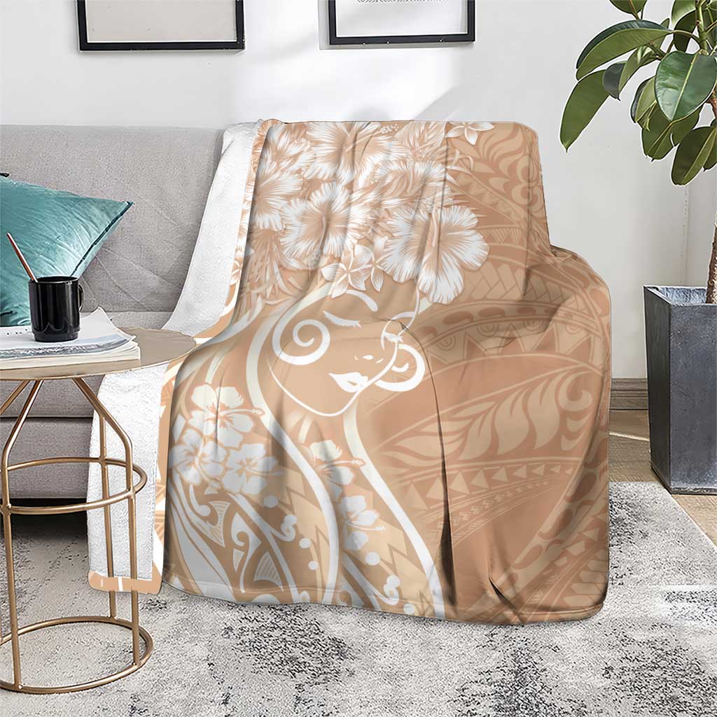 Polynesian Women's Day Blanket Brown Hibiscus Flowers With Polynesian Pattern LT05 - Polynesian Pride