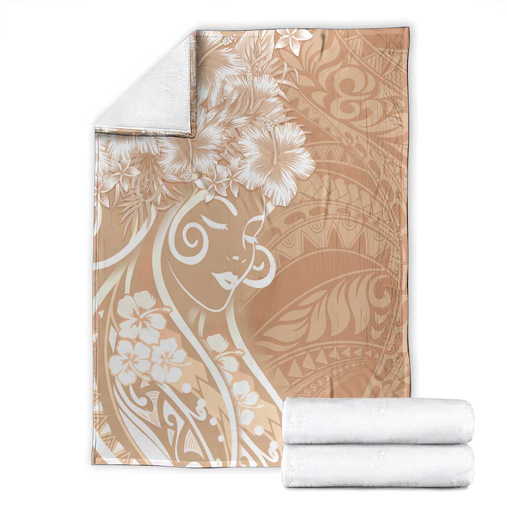Polynesian Women's Day Blanket Brown Hibiscus Flowers With Polynesian Pattern LT05 - Polynesian Pride