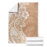 Polynesian Women's Day Blanket Brown Hibiscus Flowers With Polynesian Pattern LT05 - Polynesian Pride