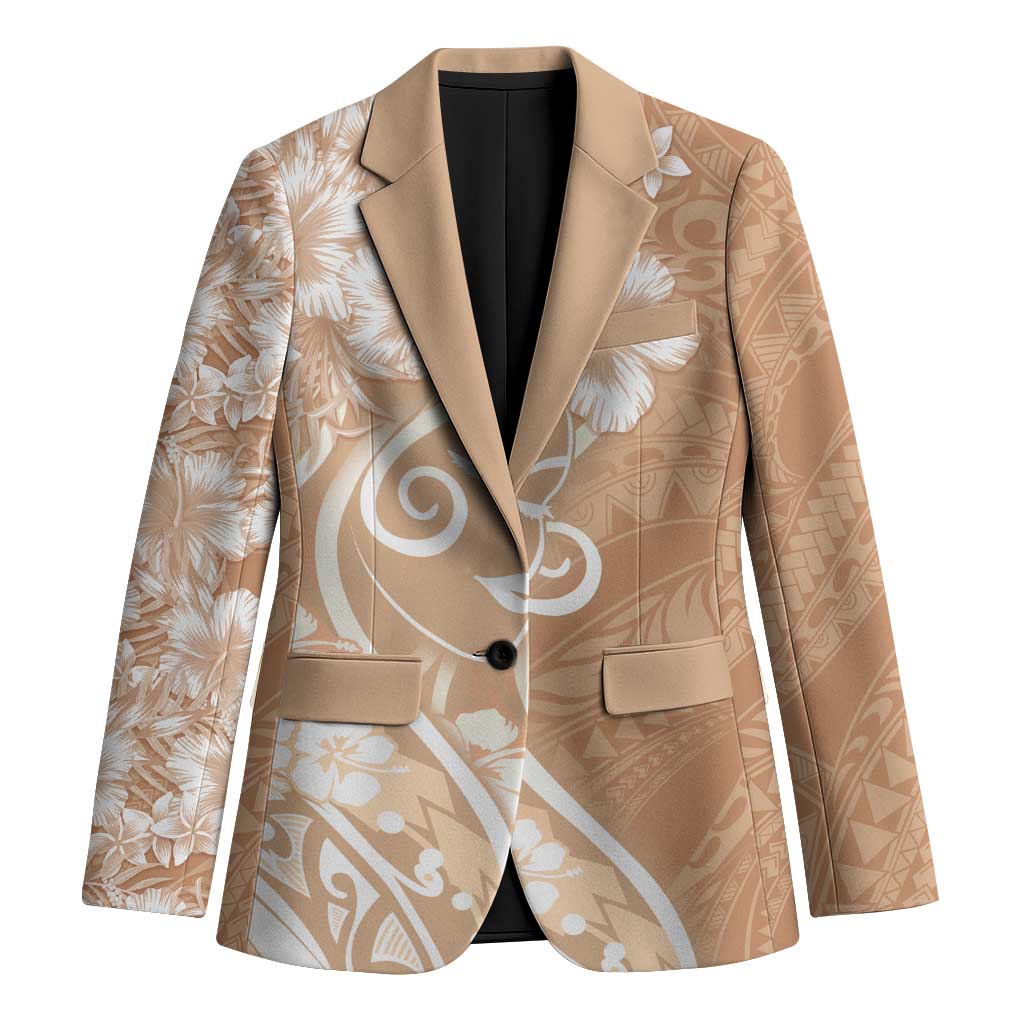 Polynesian Women's Day Blazer Brown Hibiscus Flowers With Polynesian Pattern LT05 Unisex Brown - Polynesian Pride