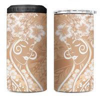 Polynesian Women's Day 4 in 1 Can Cooler Tumbler Brown Hibiscus Flowers With Polynesian Pattern LT05 One Size: 16 oz Brown - Polynesian Pride