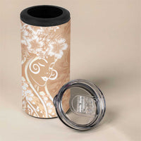 Polynesian Women's Day 4 in 1 Can Cooler Tumbler Brown Hibiscus Flowers With Polynesian Pattern LT05 - Polynesian Pride