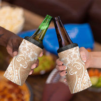 Polynesian Women's Day 4 in 1 Can Cooler Tumbler Brown Hibiscus Flowers With Polynesian Pattern LT05 - Polynesian Pride