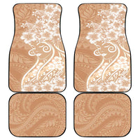 Polynesian Women's Day Car Mats Brown Hibiscus Flowers With Polynesian Pattern