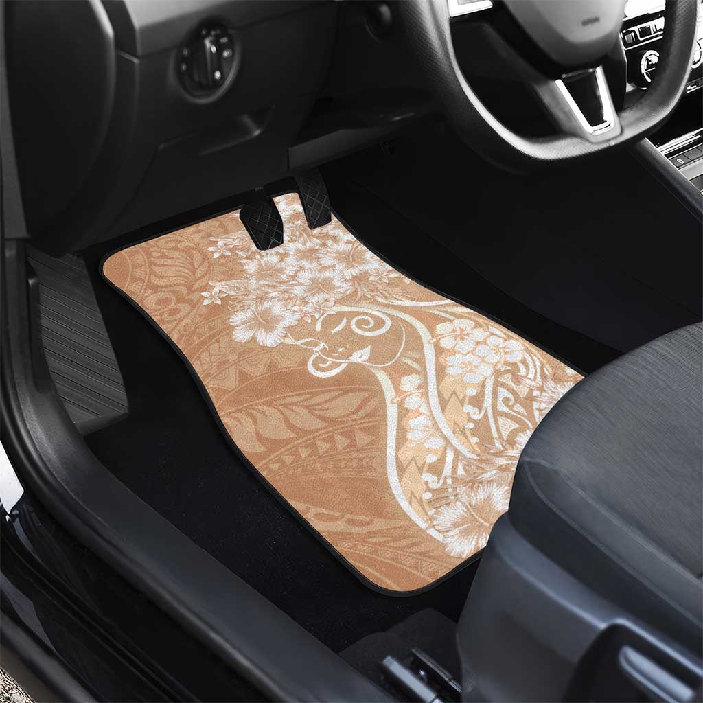 Polynesian Women's Day Car Mats Brown Hibiscus Flowers With Polynesian Pattern