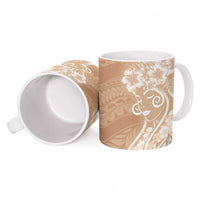 Polynesian Women's Day Ceramic Mug Brown Hibiscus Flowers With Polynesian Pattern LT05 - Polynesian Pride