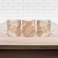 Polynesian Women's Day Ceramic Mug Brown Hibiscus Flowers With Polynesian Pattern LT05 - Polynesian Pride