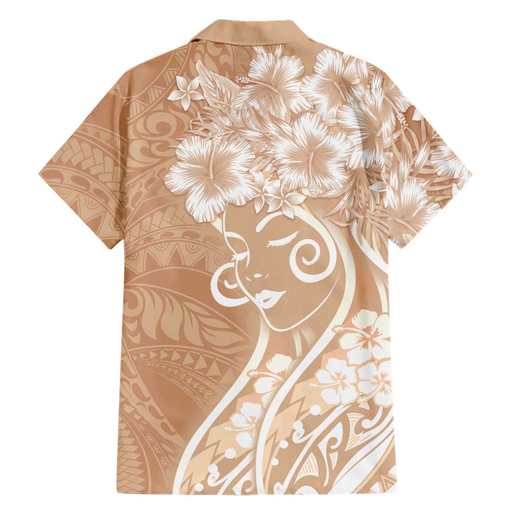 Polynesian Women's Day Family Matching Off The Shoulder Long Sleeve Dress and Hawaiian Shirt Brown Hibiscus Flowers With Polynesian Pattern