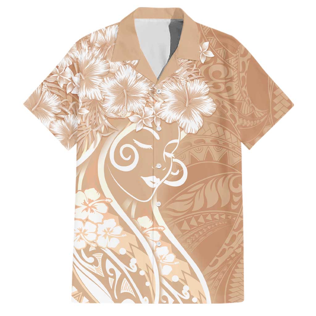 Polynesian Women's Day Family Matching Off Shoulder Maxi Dress and Hawaiian Shirt Brown Hibiscus Flowers With Polynesian Pattern