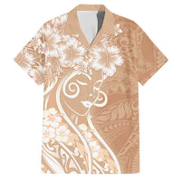 Polynesian Women's Day Family Matching Tank Maxi Dress and Hawaiian Shirt Brown Hibiscus Flowers With Polynesian Pattern