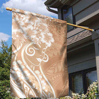 Polynesian Women's Day Garden Flag Brown Hibiscus Flowers With Polynesian Pattern LT05 - Polynesian Pride