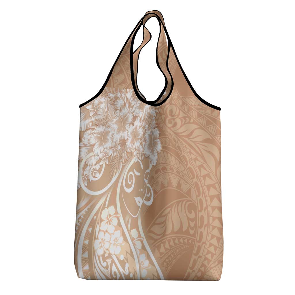 Polynesian Women's Day Grocery Bag Brown Hibiscus Flowers With Polynesian Pattern LT05 - Polynesian Pride