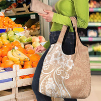 Polynesian Women's Day Grocery Bag Brown Hibiscus Flowers With Polynesian Pattern LT05 - Polynesian Pride