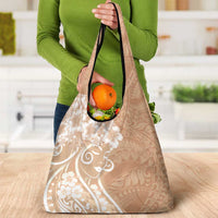 Polynesian Women's Day Grocery Bag Brown Hibiscus Flowers With Polynesian Pattern LT05 - Polynesian Pride