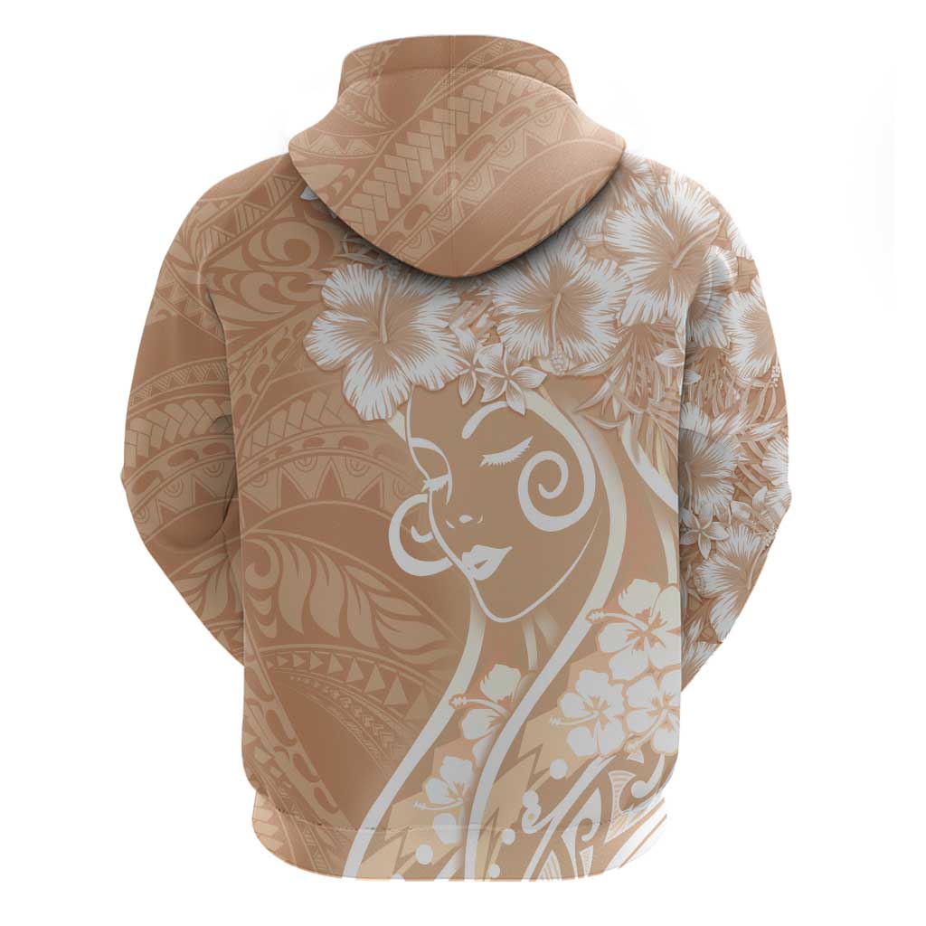 Polynesian Women's Day Hoodie Brown Hibiscus Flowers With Polynesian Pattern LT05 - Polynesian Pride