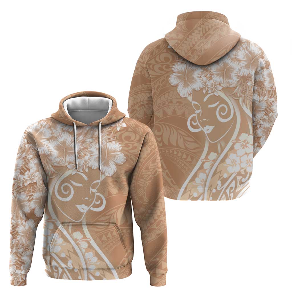 Polynesian Women's Day Hoodie Brown Hibiscus Flowers With Polynesian Pattern LT05 - Polynesian Pride