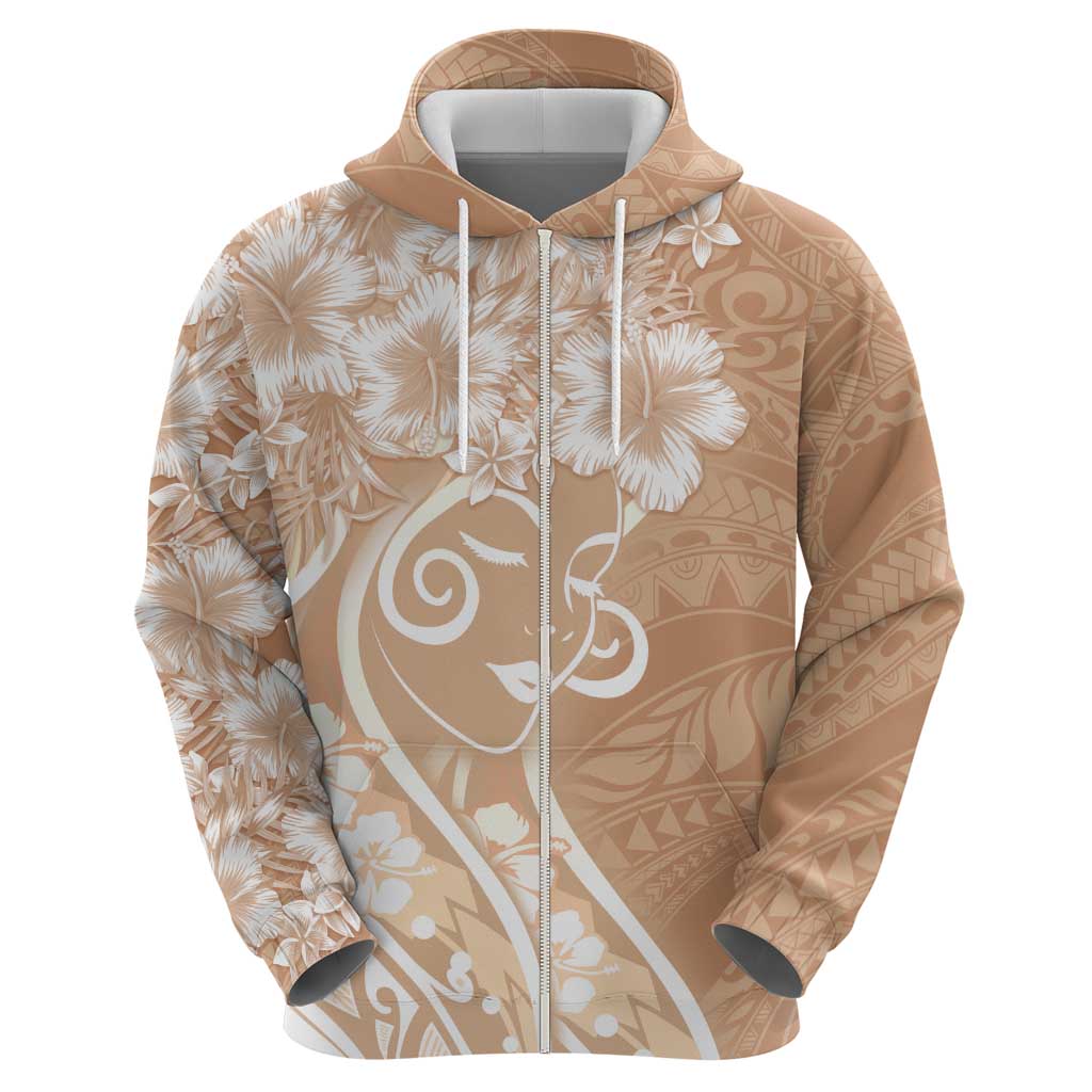 Polynesian Women's Day Hoodie Brown Hibiscus Flowers With Polynesian Pattern LT05 - Polynesian Pride