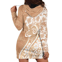 Polynesian Women's Day Hoodie Dress Brown Hibiscus Flowers With Polynesian Pattern LT05 - Polynesian Pride