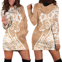 Polynesian Women's Day Hoodie Dress Brown Hibiscus Flowers With Polynesian Pattern LT05 - Polynesian Pride