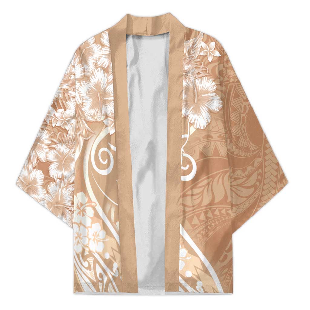 Polynesian Women's Day Kimono Brown Hibiscus Flowers With Polynesian Pattern LT05 Unisex Brown - Polynesian Pride