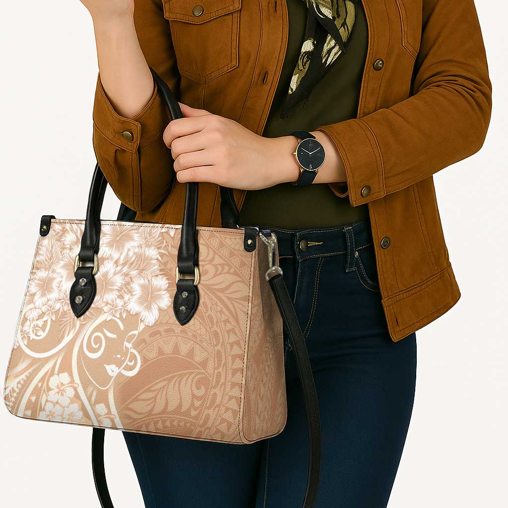 Polynesian Women's Day Leather Bag Brown Hibiscus Flowers With Polynesian Pattern LT05 - Polynesian Pride