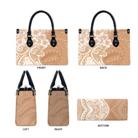 Polynesian Women's Day Leather Bag Brown Hibiscus Flowers With Polynesian Pattern LT05 - Polynesian Pride