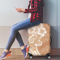 Polynesian Women's Day Luggage Cover Brown Hibiscus Flowers With Polynesian Pattern LT05 - Polynesian Pride