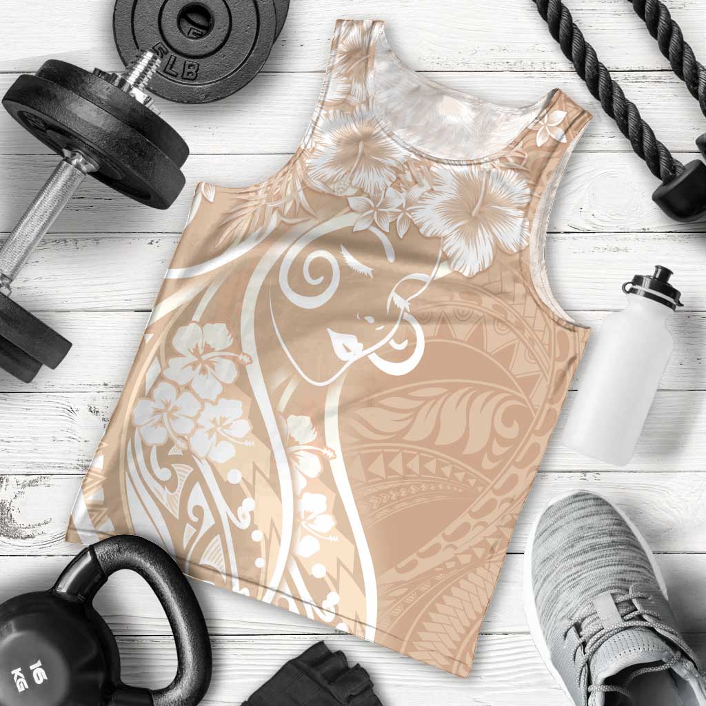 Polynesian Women's Day Men Tank Top Brown Hibiscus Flowers With Polynesian Pattern LT05 - Polynesian Pride