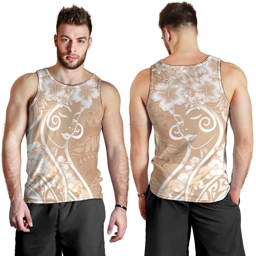 Polynesian Women's Day Men Tank Top Brown Hibiscus Flowers With Polynesian Pattern LT05 - Polynesian Pride