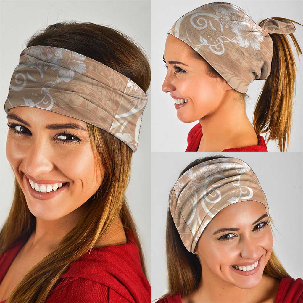 Polynesian Women's Day Neck Gaiter Brown Hibiscus Flowers With Polynesian Pattern LT05 - Polynesian Pride