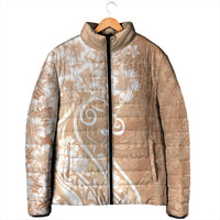 Polynesian Women's Day Padded Jacket Brown Hibiscus Flowers With Polynesian Pattern LT05 - Polynesian Pride