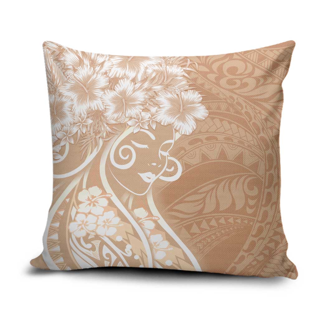 Polynesian Women's Day Pillow Cover Brown Hibiscus Flowers With Polynesian Pattern LT05 Brown - Polynesian Pride