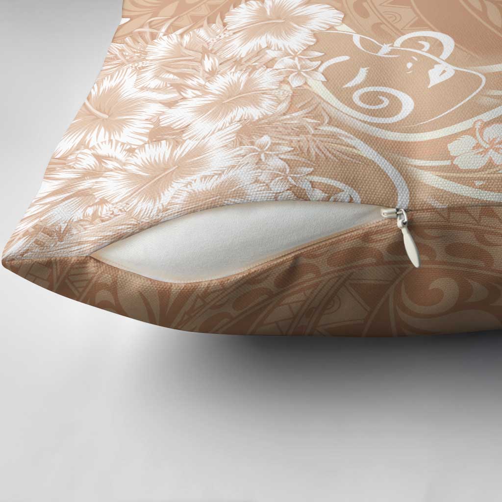 Polynesian Women's Day Pillow Cover Brown Hibiscus Flowers With Polynesian Pattern LT05 - Polynesian Pride