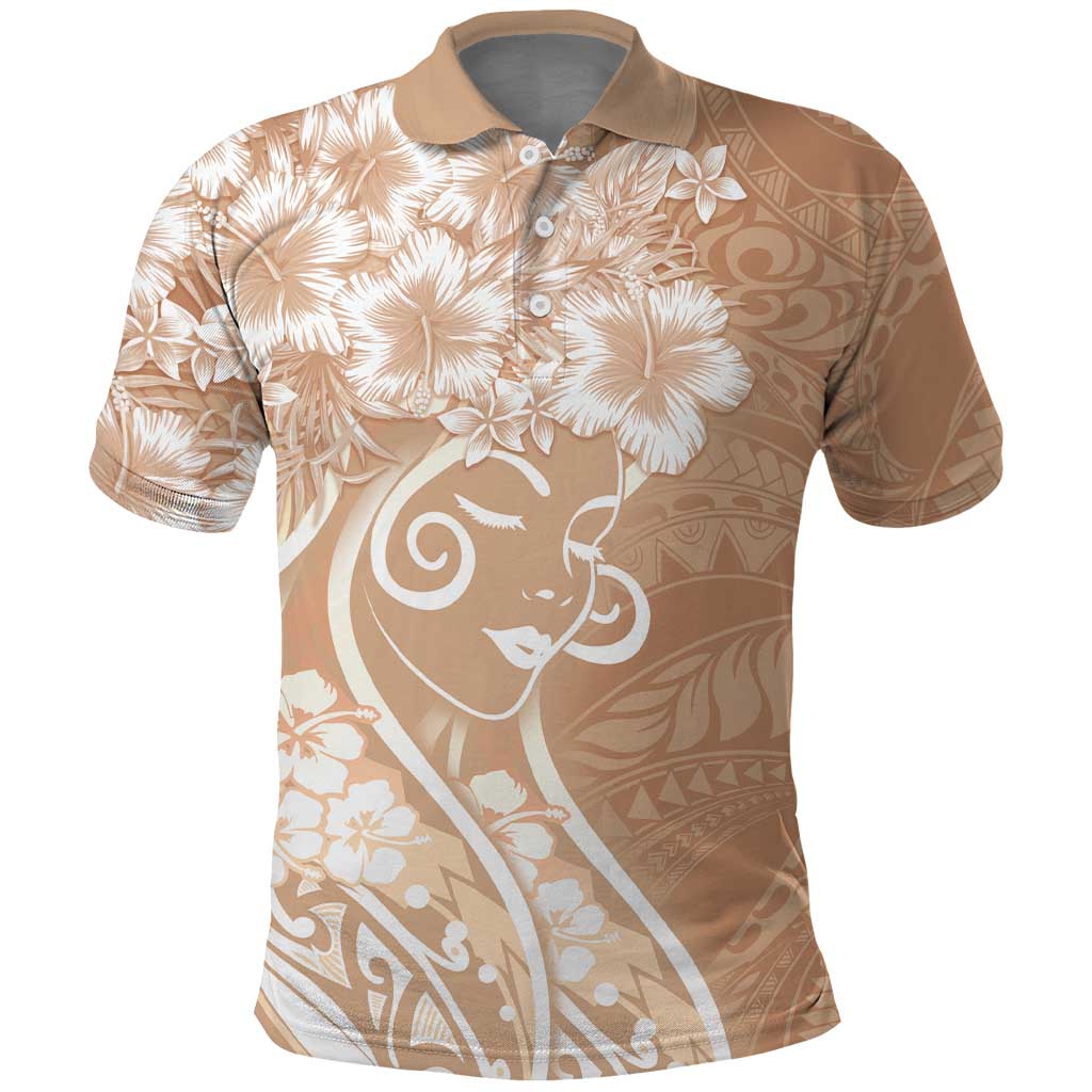Polynesian Women's Day Polo Shirt Brown Hibiscus Flowers With Polynesian Pattern LT05 Brown - Polynesian Pride