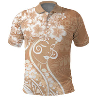 Polynesian Women's Day Polo Shirt Brown Hibiscus Flowers With Polynesian Pattern LT05 Brown - Polynesian Pride