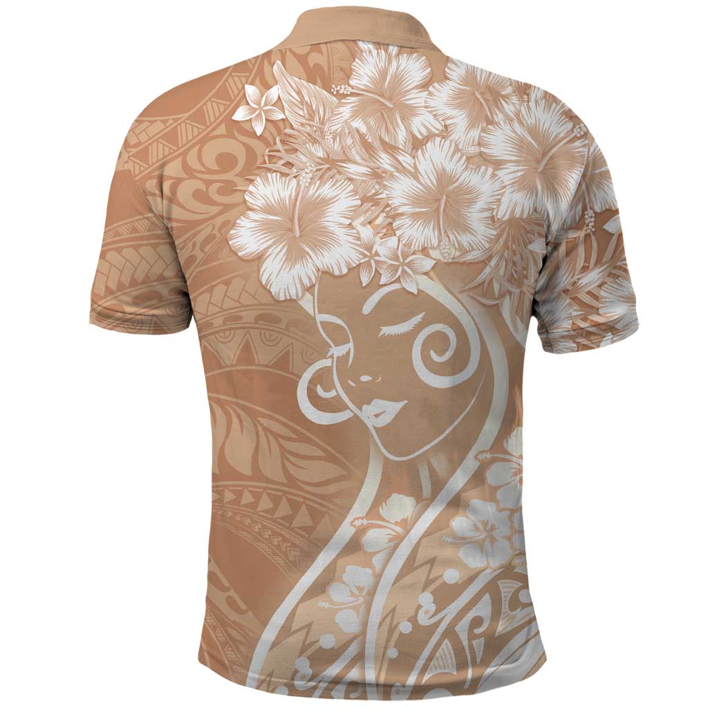Polynesian Women's Day Polo Shirt Brown Hibiscus Flowers With Polynesian Pattern LT05 - Polynesian Pride