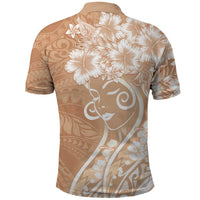 Polynesian Women's Day Polo Shirt Brown Hibiscus Flowers With Polynesian Pattern LT05 - Polynesian Pride