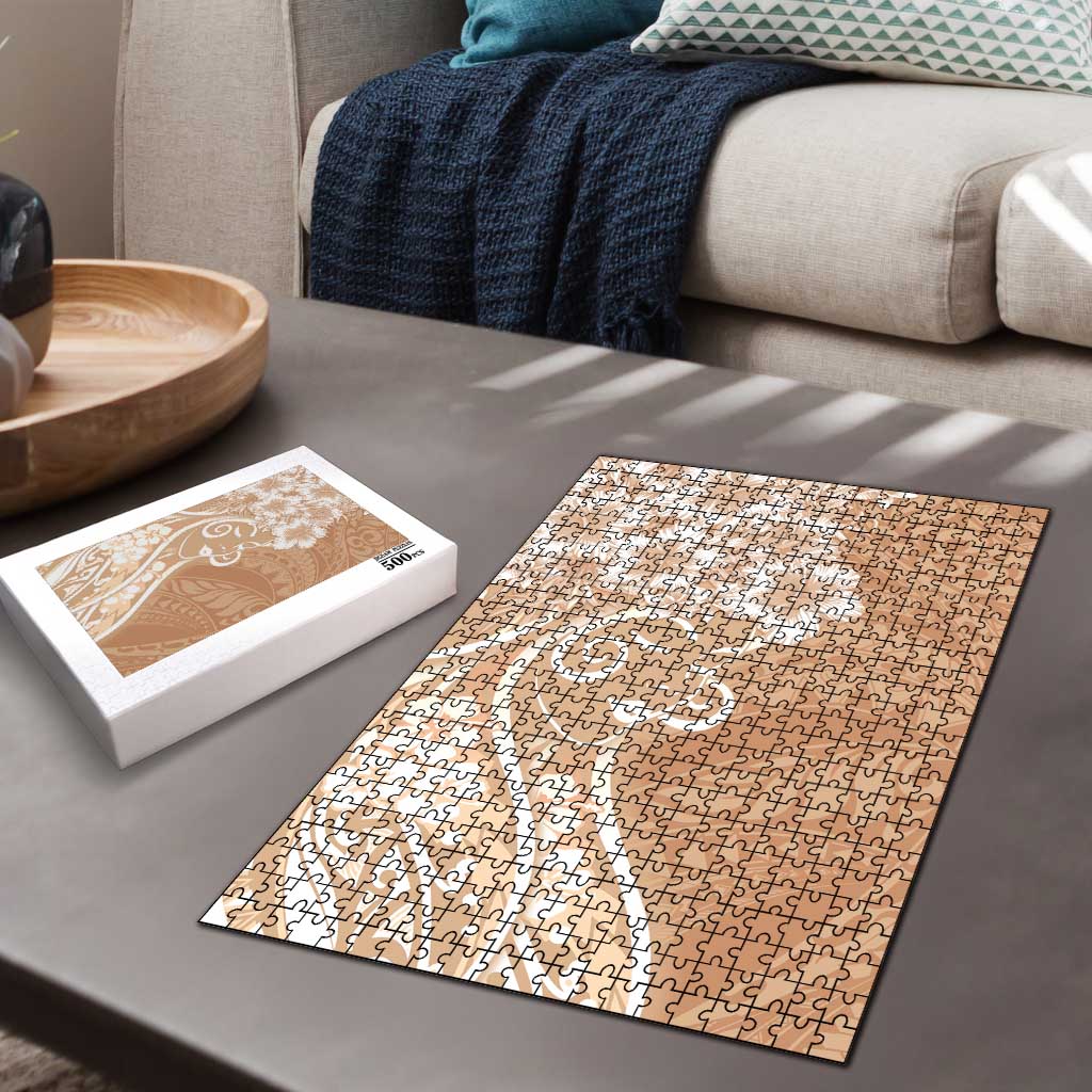 Polynesian Women's Day Puzzle Brown Hibiscus Flowers With Polynesian Pattern LT05 - Polynesian Pride