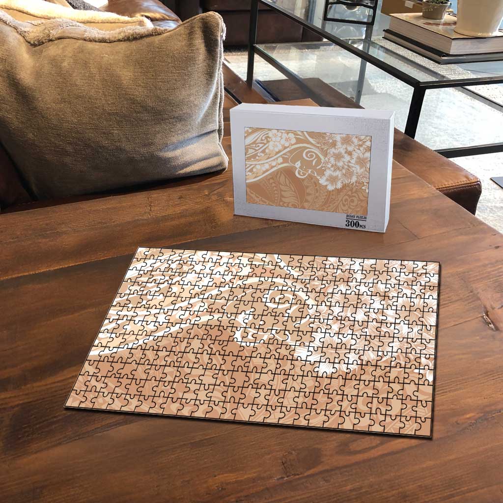Polynesian Women's Day Puzzle Brown Hibiscus Flowers With Polynesian Pattern LT05 - Polynesian Pride