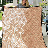 Polynesian Women's Day Quilt Brown Hibiscus Flowers With Polynesian Pattern