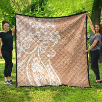 Polynesian Women's Day Quilt Brown Hibiscus Flowers With Polynesian Pattern